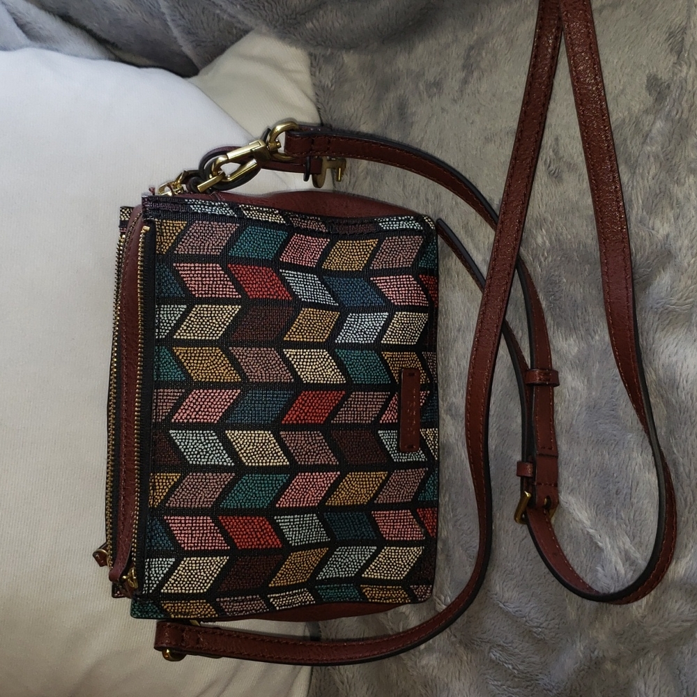 Fossil Campbell ZB7265 Crossbody Chevron Style